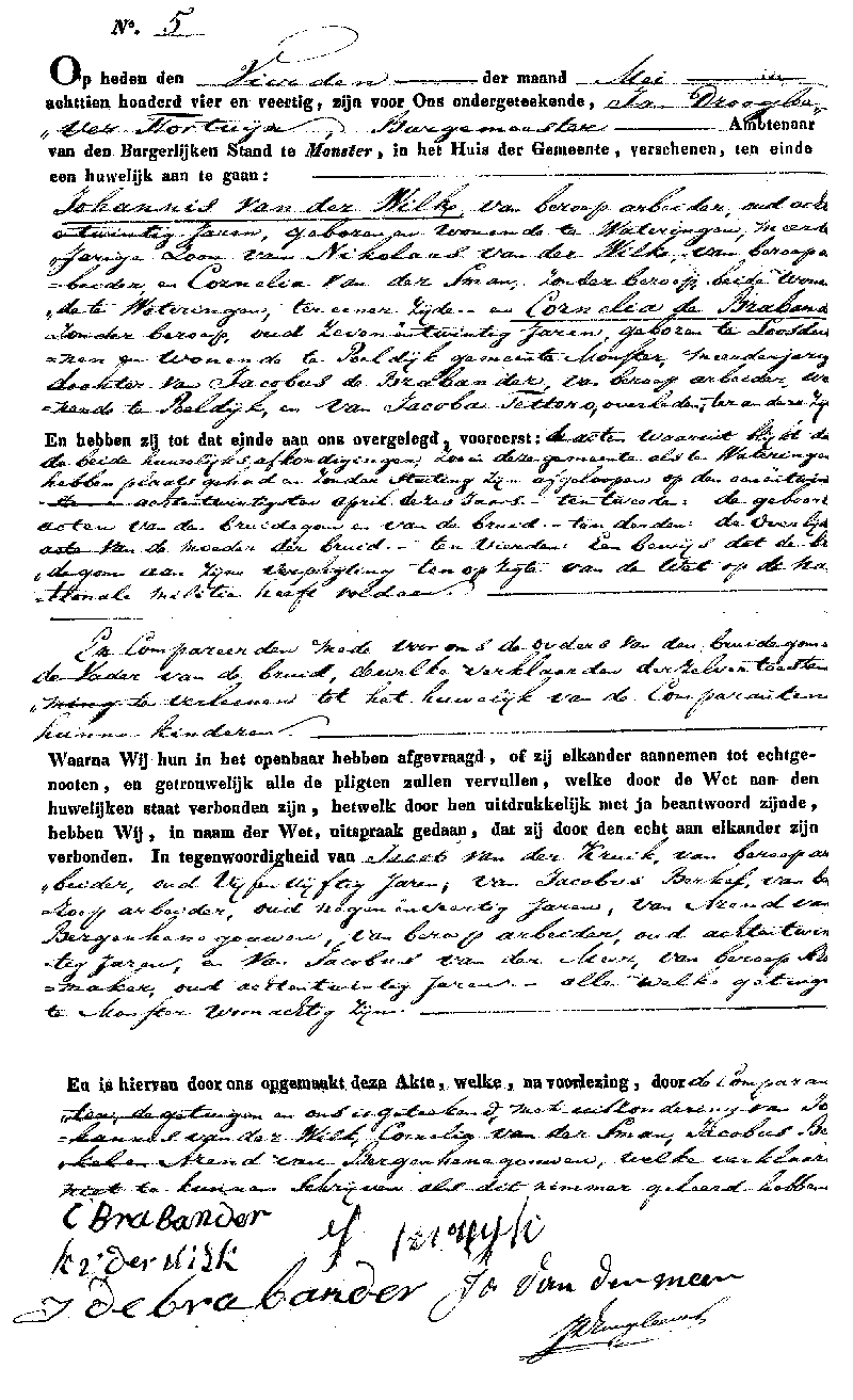 18440504 huw akte 5 Johannes vd Wilk - Cornelia d Brabander